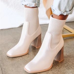 Naynee Bone Square Toe Mid-Calf Boots